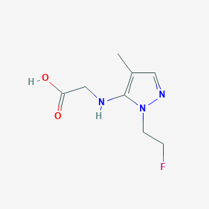 molecular formula C8H12FN3O2 B2503273 2-[[2-(2-Fluoroethyl)-4-methylpyrazol-3-yl]amino]acetic acid CAS No. 2247206-83-1