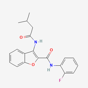 molecular formula C20H19FN2O3 B2503274 N-(2-fluorophenyl)-3-(3-methylbutanamido)benzofuran-2-carboxamide CAS No. 887875-15-2