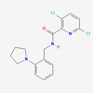 molecular formula C17H17Cl2N3O B2503275 3,6-dichloro-N-{[2-(pyrrolidin-1-yl)phenyl]methyl}pyridine-2-carboxamide CAS No. 1427593-69-8