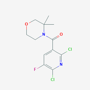 molecular formula C12H13Cl2FN2O2 B2503294 4-(2,6-Dichloro-5-fluoropyridine-3-carbonyl)-3,3-dimethylmorpholine CAS No. 1356765-34-8