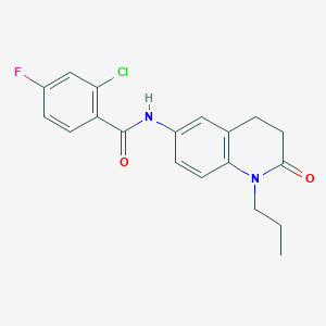 molecular formula C19H18ClFN2O2 B2503309 2-氯-4-氟-N-(2-氧代-1-丙基-1,2,3,4-四氢喹啉-6-基)苯甲酰胺 CAS No. 946352-13-2