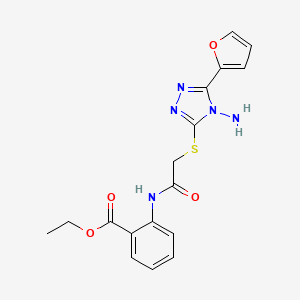 molecular formula C17H17N5O4S B2503312 ethyl 2-[({[4-amino-5-(furan-2-yl)-4H-1,2,4-triazol-3-yl]sulfanyl}acetyl)amino]benzoate CAS No. 905765-25-5