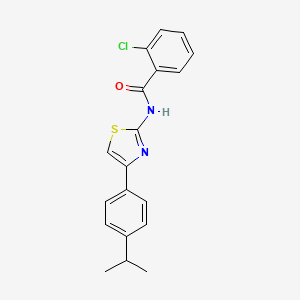 molecular formula C19H17ClN2OS B2503316 2-氯-N-(4-(4-异丙苯基)噻唑-2-基)苯甲酰胺 CAS No. 313515-67-2