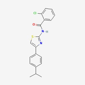 molecular formula C19H17ClN2OS B2503316 2-クロロ-N-(4-(4-イソプロピルフェニル)チアゾール-2-イル)ベンザミド CAS No. 313515-67-2