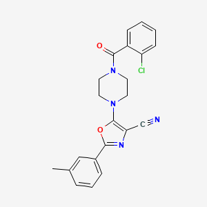 molecular formula C22H19ClN4O2 B2503318 5-[4-(2-chlorobenzoyl)piperazin-1-yl]-2-(3-methylphenyl)-1,3-oxazole-4-carbonitrile CAS No. 946277-84-5