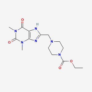 molecular formula C15H22N6O4 B2503329 Ethyl 4-[(1,3-dimethyl-2,6-dioxo-7H-purin-8-yl)methyl]piperazine-1-carboxylate CAS No. 672932-81-9