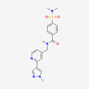 molecular formula C19H21N5O3S B2503338 4-(N,N-二甲基氨磺酰基)-N-((2-(1-甲基-1H-吡唑-4-基)吡啶-4-基)甲基)苯甲酰胺 CAS No. 2034532-52-8