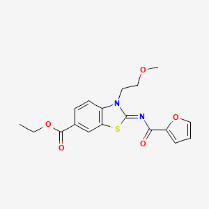 molecular formula C18H18N2O5S B2503369 (Z)-乙基 2-((呋喃-2-羰基)亚氨基)-3-(2-甲氧基乙基)-2,3-二氢苯并[d]噻唑-6-羧酸酯 CAS No. 1164498-63-8