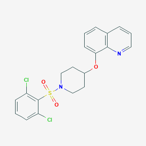 molecular formula C20H18Cl2N2O3S B2503370 8-((1-((2,6-Dichlorophenyl)sulfonyl)piperidin-4-yl)oxy)quinoline CAS No. 2034317-03-6