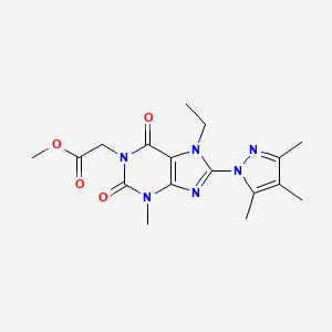 molecular formula C17H22N6O4 B2503372 methyl 2-[7-ethyl-3-methyl-2,6-dioxo-8-(3,4,5-trimethyl-1H-pyrazol-1-yl)-2,3,6,7-tetrahydro-1H-purin-1-yl]acetate CAS No. 1014010-67-3
