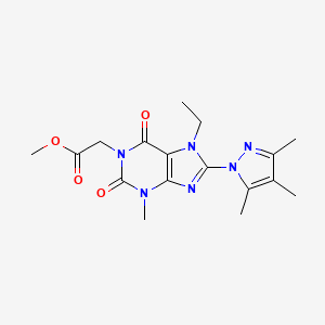 molecular formula C17H22N6O4 B2503372 2-[7-乙基-3-甲基-2,6-二氧代-8-(3,4,5-三甲基-1H-吡唑-1-基)-2,3,6,7-四氢-1H-嘌呤-1-基]乙酸甲酯 CAS No. 1014010-67-3