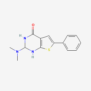 molecular formula C14H15N3OS B2503373 2-(dimethylamino)-6-phenyl-2,3-dihydrothieno[2,3-d]pyrimidin-4(1H)-one CAS No. 380478-29-5