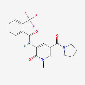 N-(1-methyl-2-oxo-5-(pyrrolidine-1-carbonyl)-1,2-dihydropyridin-3-yl)-2-(trifluoromethyl)benzamide