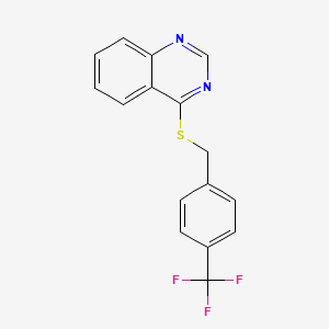 molecular formula C16H11F3N2S B2503375 4-((4-(Trifluoromethyl)benzyl)thio)quinazoline CAS No. 852367-00-1