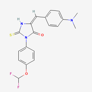 molecular formula C19H17F2N3O2S B2503376 3-[4-(Difluoromethoxy)phenyl]-5-{[4-(dimethylamino)phenyl]methylidene}-2-sulfanylideneimidazolidin-4-one CAS No. 725710-59-8
