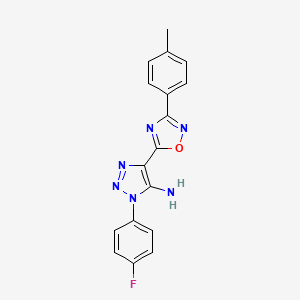 molecular formula C17H13FN6O B2503378 1-(4-fluorophenyl)-4-(3-(p-tolyl)-1,2,4-oxadiazol-5-yl)-1H-1,2,3-triazol-5-amine CAS No. 892773-88-5