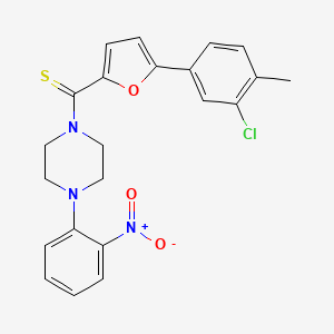 molecular formula C22H20ClN3O3S B2503379 (5-(3-氯-4-甲基苯基)呋喃-2-基)(4-(2-硝基苯基)哌嗪-1-基)甲硫酮 CAS No. 941943-11-9