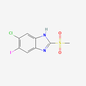 molecular formula C8H6ClIN2O2S B2503385 5-クロロ-6-ヨード-2-(メチルスルホニル)-1H-ベンゾ[d]イミダゾール CAS No. 1219741-19-1