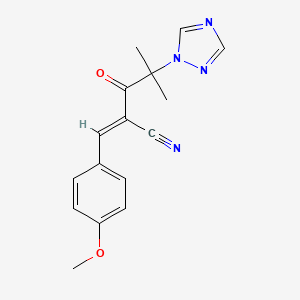 molecular formula C16H16N4O2 B2503386 3-(4-methoxyphenyl)-2-[2-methyl-2-(1H-1,2,4-triazol-1-yl)propanoyl]acrylonitrile CAS No. 338758-21-7