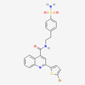 molecular formula C22H18BrN3O3S2 B2503389 2-(5-溴噻吩-2-基)-N-[2-(4-磺酰胺基苯基)乙基]喹啉-4-甲酰胺 CAS No. 892256-19-8