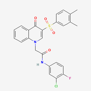 molecular formula C25H20ClFN2O4S B2503393 N-(3-chloro-4-fluorophenyl)-2-(3-((3,4-dimethylphenyl)sulfonyl)-4-oxoquinolin-1(4H)-yl)acetamide CAS No. 902585-06-2