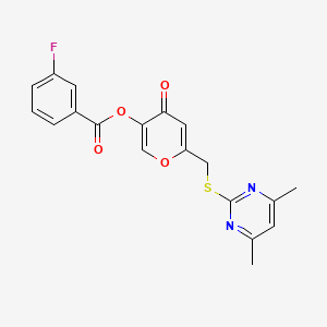 [6-[(4,6-Dimethylpyrimidin-2-yl)sulfanylmethyl]-4-oxopyran-3-yl] 3-fluorobenzoate