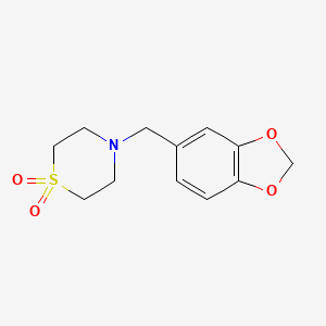 B2503409 4-(1,3-Benzodioxol-5-ylmethyl)-1lambda~6~,4-thiazinane-1,1-dione CAS No. 477858-19-8