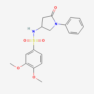 molecular formula C18H20N2O5S B2503421 3,4-二甲氧基-N-(5-氧代-1-苯基吡咯烷-3-基)苯磺酰胺 CAS No. 896307-22-5