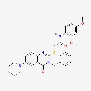 2-(3-benzyl-4-oxo-6-piperidin-1-ylquinazolin-2-yl)sulfanyl-N-(2,4-dimethoxyphenyl)acetamide