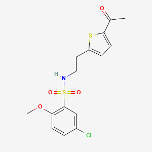 molecular formula C15H16ClNO4S2 B2503428 N-(2-(5-acetylthiophen-2-yl)ethyl)-5-chloro-2-methoxybenzenesulfonamide CAS No. 2034596-71-7
