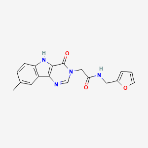 molecular formula C18H16N4O3 B2503440 N-(2-furylmethyl)-2-(8-methyl-4-oxo-4,5-dihydro-3H-pyrimido[5,4-b]indol-3-yl)acetamide CAS No. 1105248-90-5
