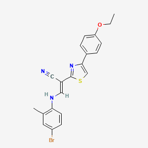 molecular formula C21H18BrN3OS B2503444 (E)-3-((4-bromo-2-methylphenyl)amino)-2-(4-(4-ethoxyphenyl)thiazol-2-yl)acrylonitrile CAS No. 683257-61-6