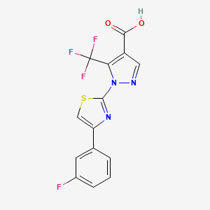 molecular formula C14H7F4N3O2S B2503454 1-[4-(3-fluorophenyl)-1,3-thiazol-2-yl]-5-(trifluoromethyl)-1H-pyrazole-4-carboxylic acid CAS No. 385416-14-8