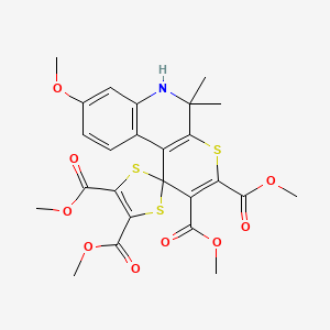molecular formula C25H25NO9S3 B2503458 Tetramethyl 8'-methoxy-5',5'-dimethyl-5',6'-dihydrospiro[1,3-dithiole-2,1'-thiopyrano[2,3-c]quinoline]-2',3',4,5-tetracarboxylate CAS No. 307329-27-7