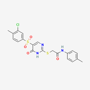 molecular formula C20H18ClN3O4S2 B2503459 2-((5-((3-chloro-4-methylphenyl)sulfonyl)-6-oxo-1,6-dihydropyrimidin-2-yl)thio)-N-(p-tolyl)acetamide CAS No. 933192-44-0