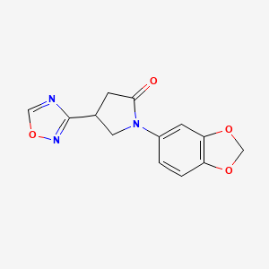 molecular formula C13H11N3O4 B2503467 1-(Benzo[d][1,3]dioxol-5-yl)-4-(1,2,4-oxadiazol-3-yl)pyrrolidin-2-one CAS No. 1169992-18-0