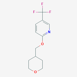 molecular formula C12H14F3NO2 B2503470 2-[(氧杂-4-基)甲氧基]-5-(三氟甲基)吡啶 CAS No. 2175884-48-5