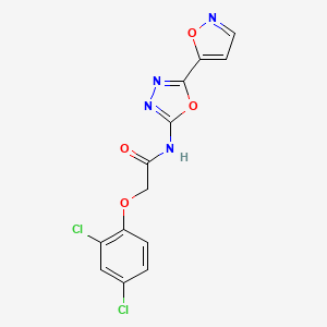 molecular formula C13H8Cl2N4O4 B2503475 2-(2,4-dichlorophenoxy)-N-(5-(isoxazol-5-yl)-1,3,4-oxadiazol-2-yl)acetamide CAS No. 946362-42-1