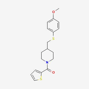 molecular formula C18H21NO2S2 B2503478 (4-(((4-Methoxyphenyl)thio)methyl)piperidin-1-yl)(thiophen-2-yl)methanone CAS No. 1421444-98-5
