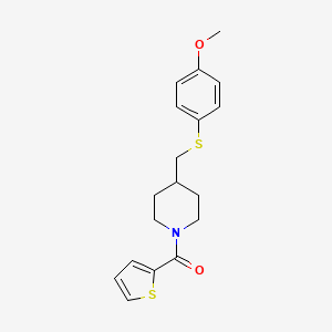 molecular formula C18H21NO2S2 B2503478 (4-(((4-méthoxyphényl)thio)méthyl)pipéridin-1-yl)(thiophène-2-yl)méthanone CAS No. 1421444-98-5