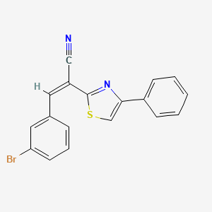 molecular formula C18H11BrN2S B2503482 (Z)-3-(3-bromophenyl)-2-(4-phenylthiazol-2-yl)acrylonitrile CAS No. 476670-40-3