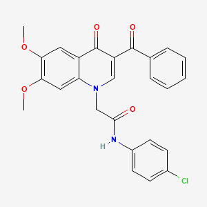 molecular formula C26H21ClN2O5 B2503485 2-(3-benzoyl-6,7-dimethoxy-4-oxoquinolin-1(4H)-yl)-N-(4-chlorophenyl)acetamide CAS No. 866590-58-1