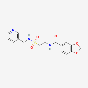 molecular formula C16H17N3O5S B2503488 N-(2-(N-(pyridin-3-ylmethyl)sulfamoyl)ethyl)benzo[d][1,3]dioxole-5-carboxamide CAS No. 899980-54-2