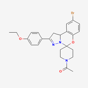 molecular formula C24H26BrN3O3 B2503502 1-(9-Bromo-2-(4-ethoxyphenyl)-1,10b-dihydrospiro[benzo[e]pyrazolo[1,5-c][1,3]oxazine-5,4'-piperidin]-1'-yl)ethanone CAS No. 899971-88-1