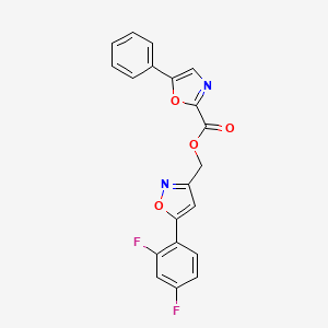 molecular formula C20H12F2N2O4 B2503503 （5-(2,4-二氟苯基)异恶唑-3-基)甲基 5-苯基恶唑-2-羧酸酯 CAS No. 1208547-79-8
