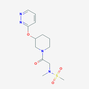 molecular formula C13H20N4O4S B2503507 N-methyl-N-(2-oxo-2-(3-(pyridazin-3-yloxy)piperidin-1-yl)ethyl)methanesulfonamide CAS No. 2034501-61-4