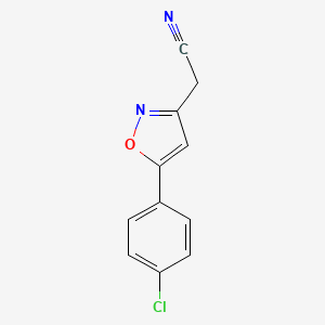 molecular formula C11H7ClN2O B2503509 2-(5-(4-氯苯基)异恶唑-3-基)乙腈 CAS No. 24146-83-6