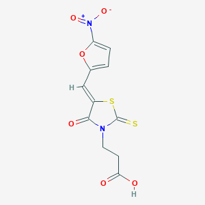 molecular formula C11H8N2O6S2 B2503517 3-[(5Z)-5-[(5-硝基呋喃-2-基)亚甲基]-4-氧代-2-硫代亚甲基-1,3-噻唑烷-3-基]丙酸 CAS No. 877818-33-2