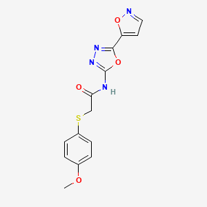 molecular formula C14H12N4O4S B2503518 N-(5-(isoxazol-5-yl)-1,3,4-oxadiazol-2-yl)-2-((4-methoxyphenyl)thio)acetamide CAS No. 952848-23-6