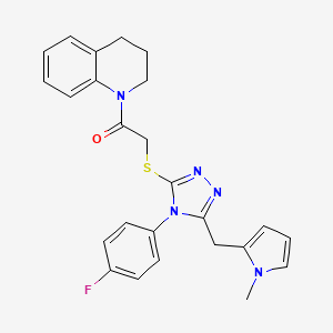 molecular formula C25H24FN5OS B2503521 1-(3,4-dihydroquinolin-1(2H)-yl)-2-((4-(4-fluorophenyl)-5-((1-methyl-1H-pyrrol-2-yl)methyl)-4H-1,2,4-triazol-3-yl)thio)ethanone CAS No. 847393-57-1